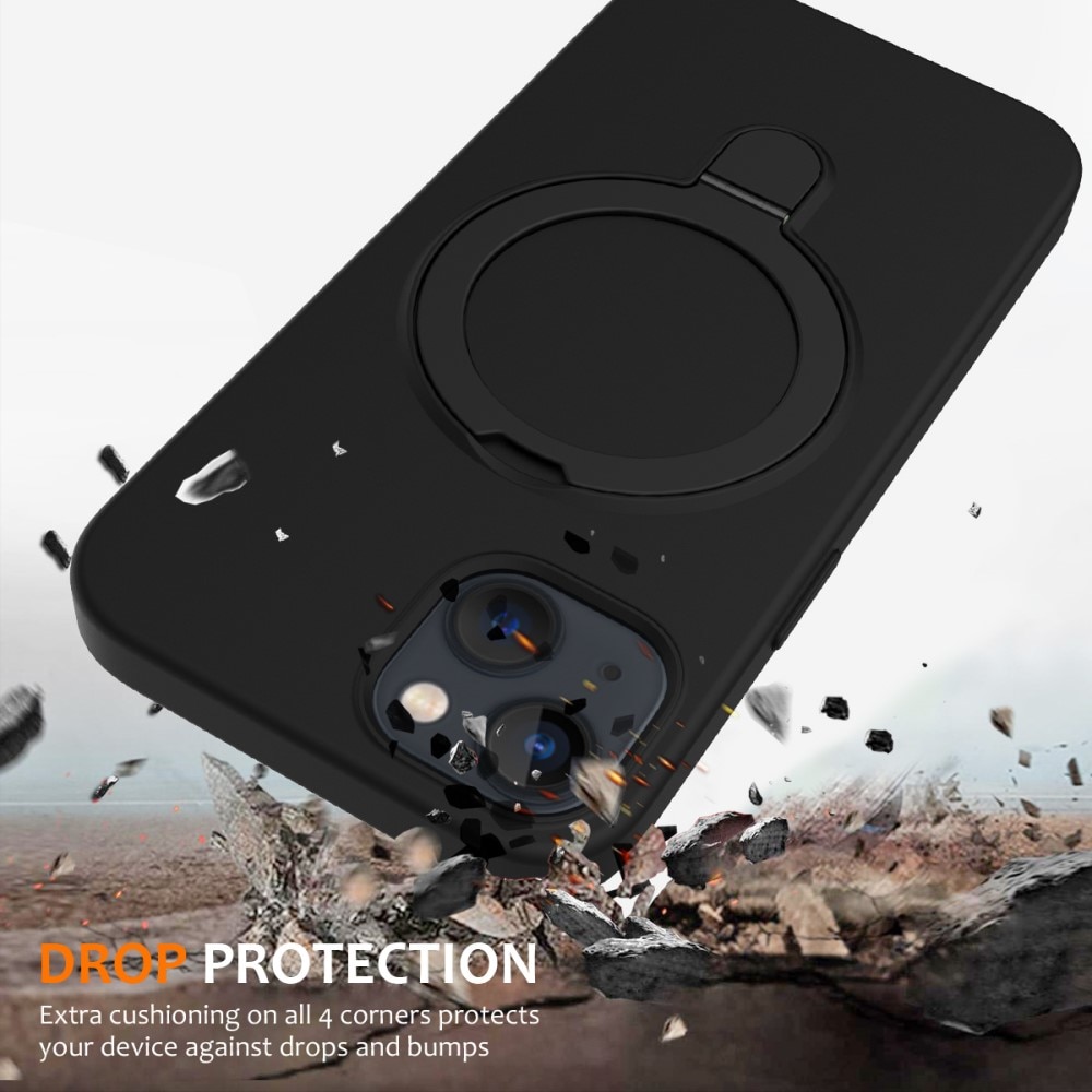 Cover in silicone Kickstand MagSafe iPhone 15 nero