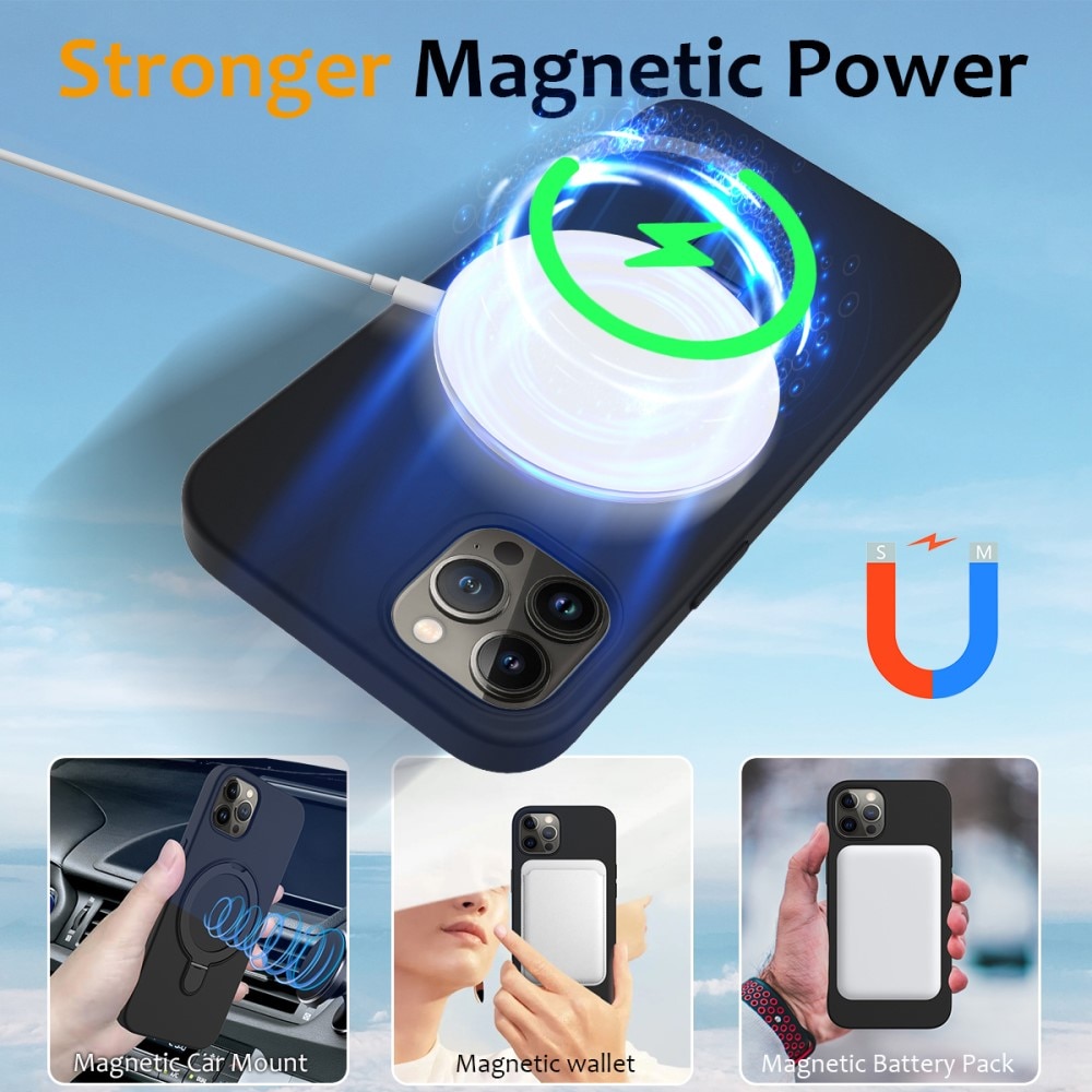 Cover in silicone Kickstand MagSafe iPhone 12 Pro nero