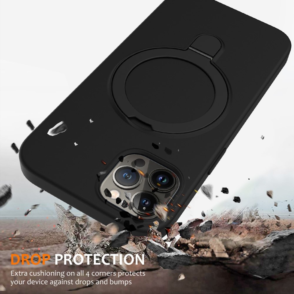 Cover in silicone Kickstand MagSafe iPhone 12 nero