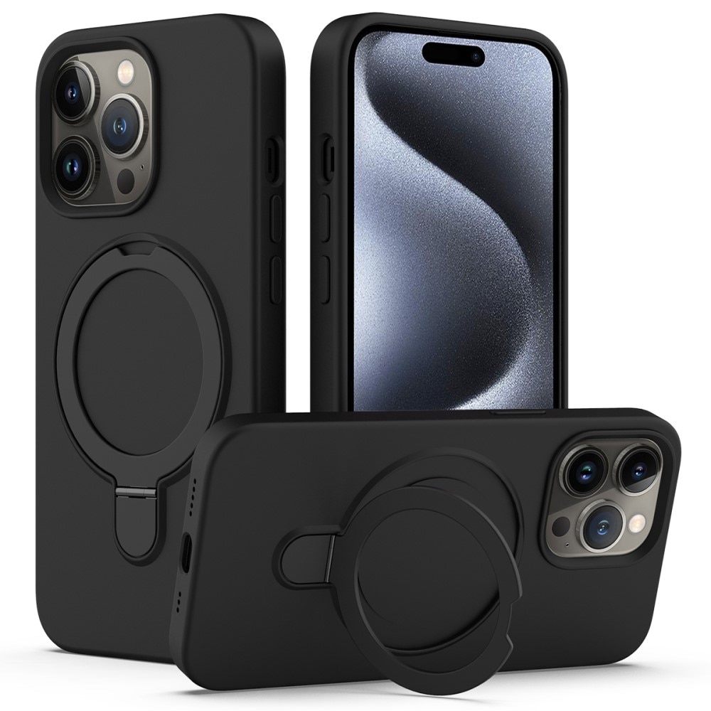Cover in silicone Kickstand MagSafe iPhone 15 Pro nero