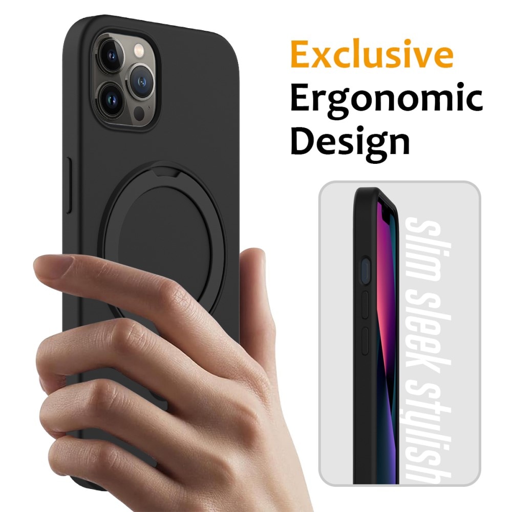 Cover in silicone Kickstand MagSafe iPhone 12 Pro Max nero