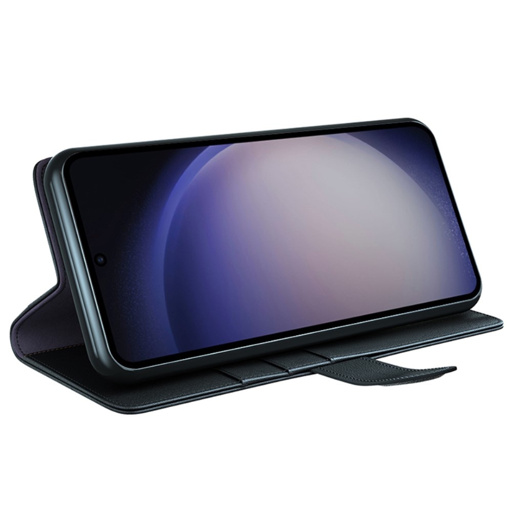 Custodia a portafoglio in vera pelle Samsung Galaxy S24 Ultra, nero