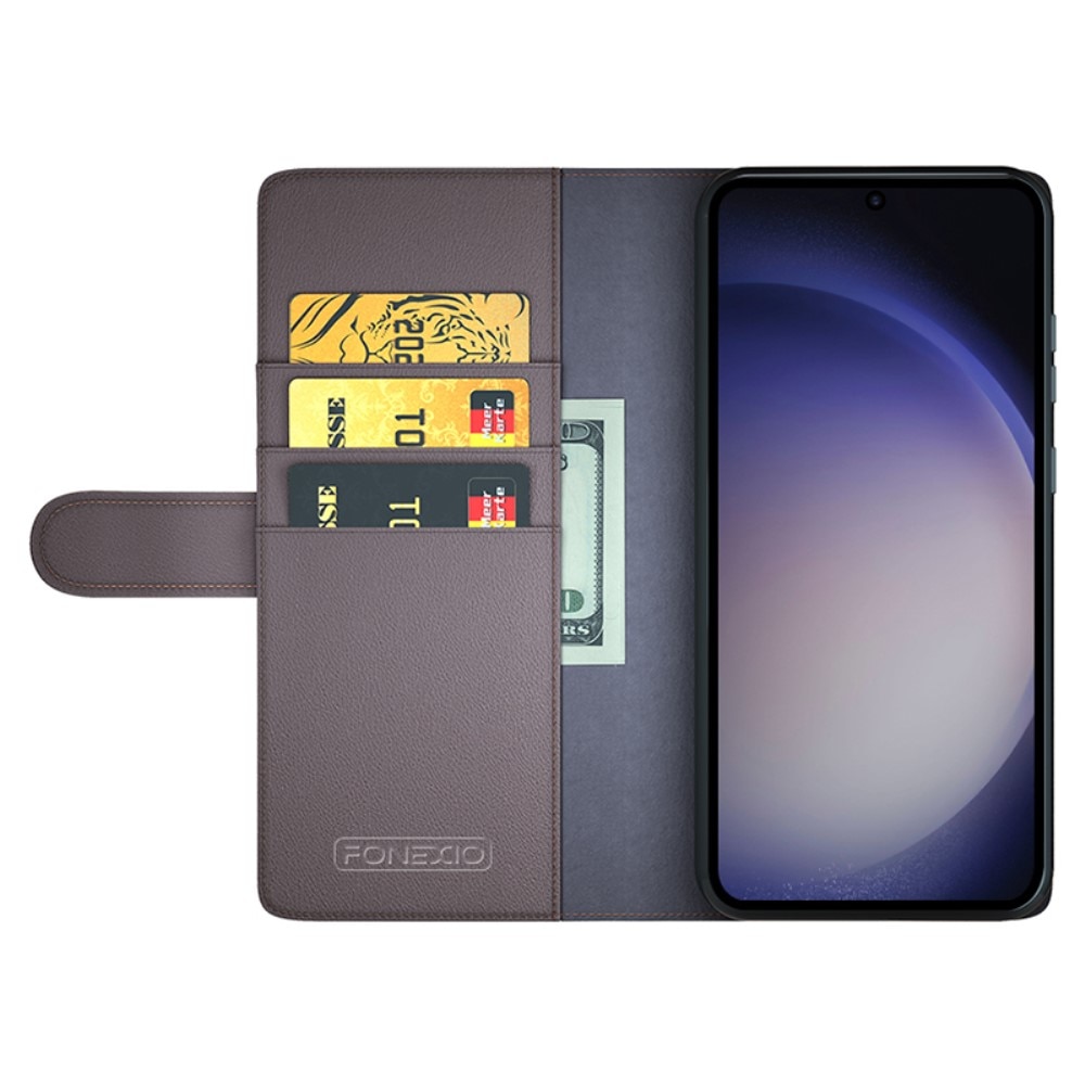 Custodia a portafoglio in vera pelle Samsung Galaxy S24 Ultra, ma0rrone