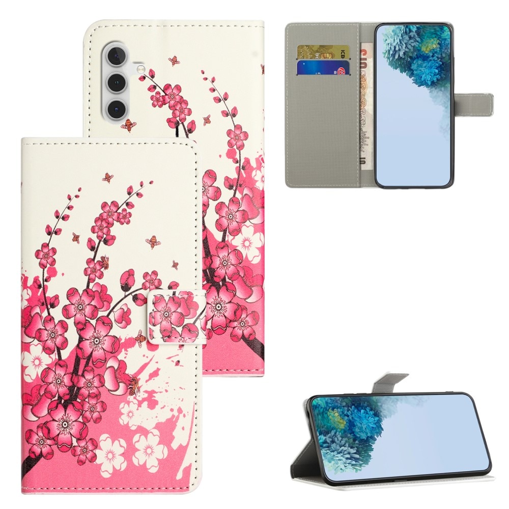 Custodie a portafoglio Samsung Galaxy A55 fiori di ciliegio