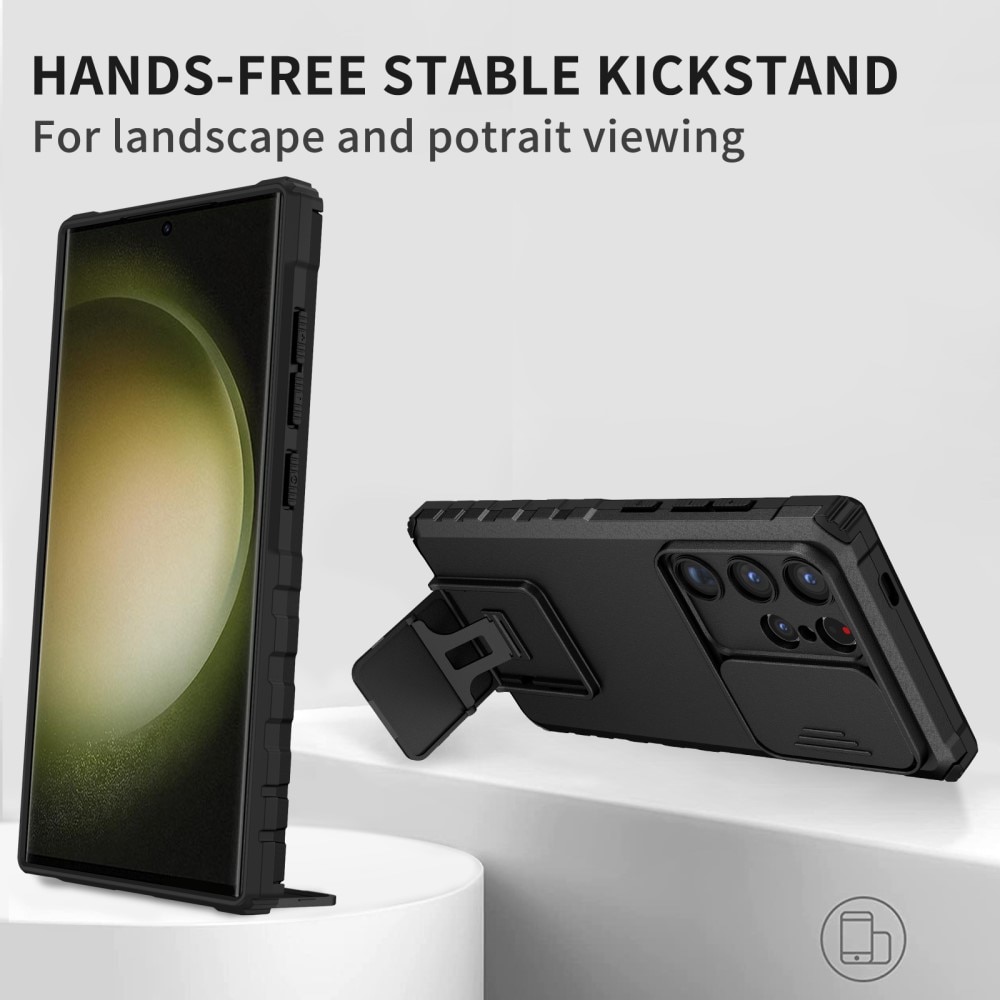 Cover Kickstand con Protezione fotocamera Samsung Galaxy S24 Ultra nero