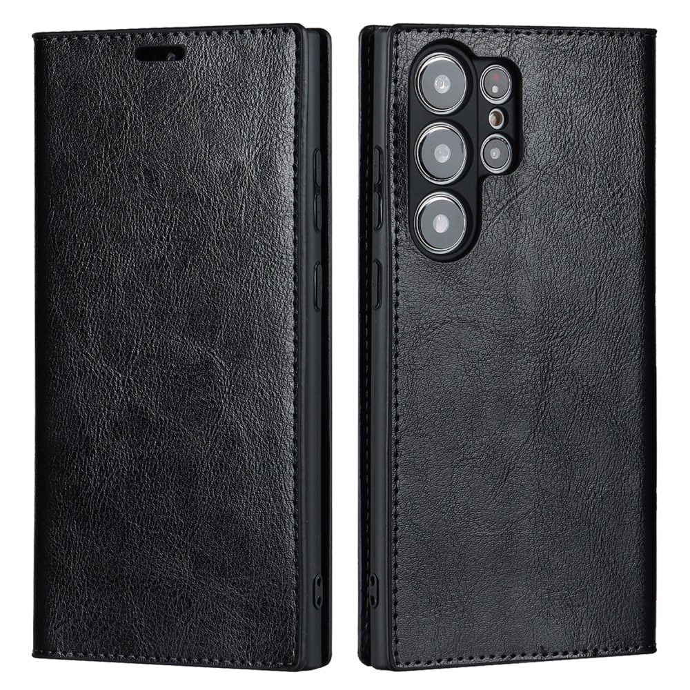 Cover Portafoglio in vera pelle Samsung Galaxy S23 Ultra nero