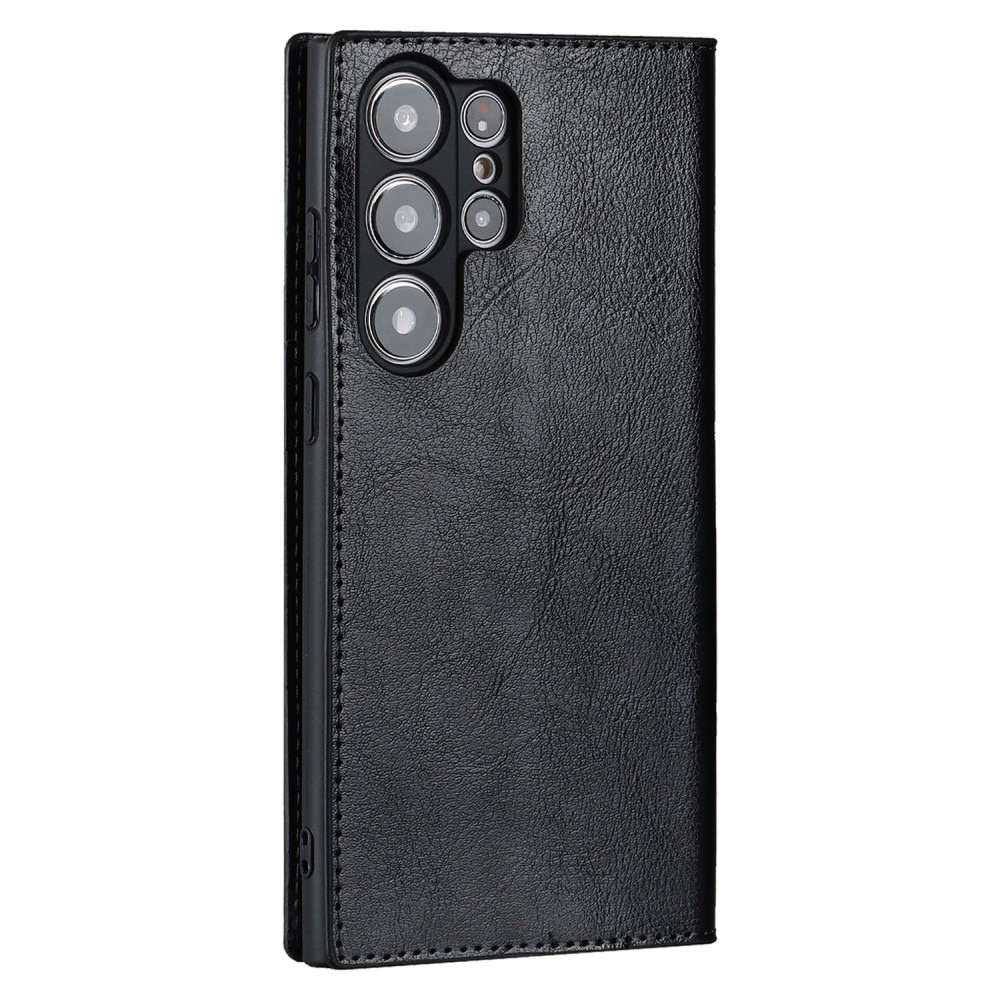 Cover Portafoglio in vera pelle Samsung Galaxy S23 Ultra nero