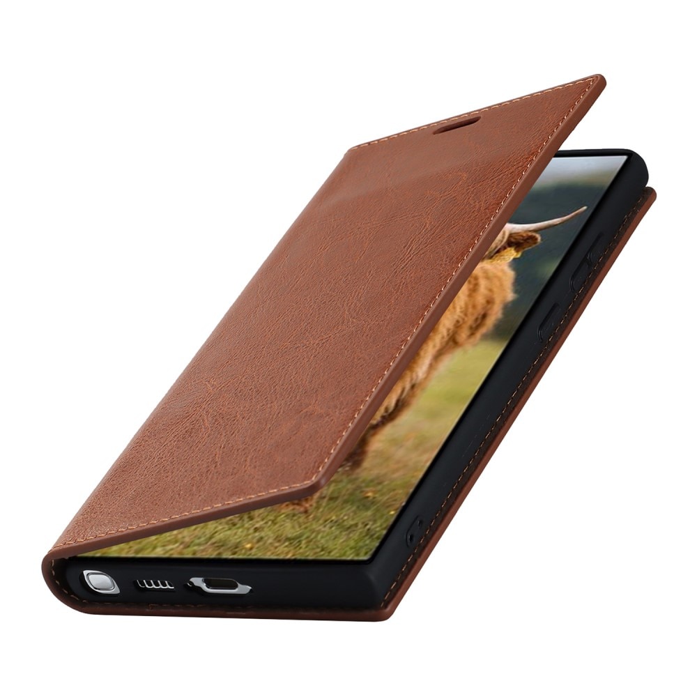Cover Portafoglio in vera pelle Samsung Galaxy S23 Ultra marrone