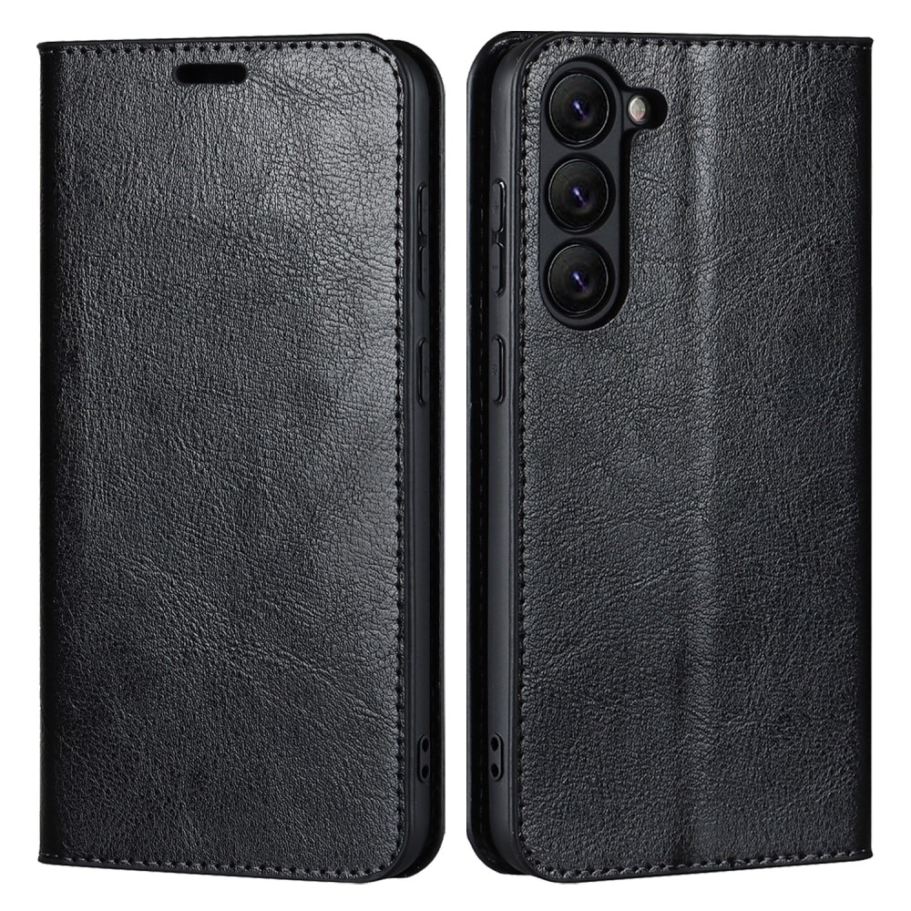 Cover Portafoglio in vera pelle Samsung Galaxy S23 nero