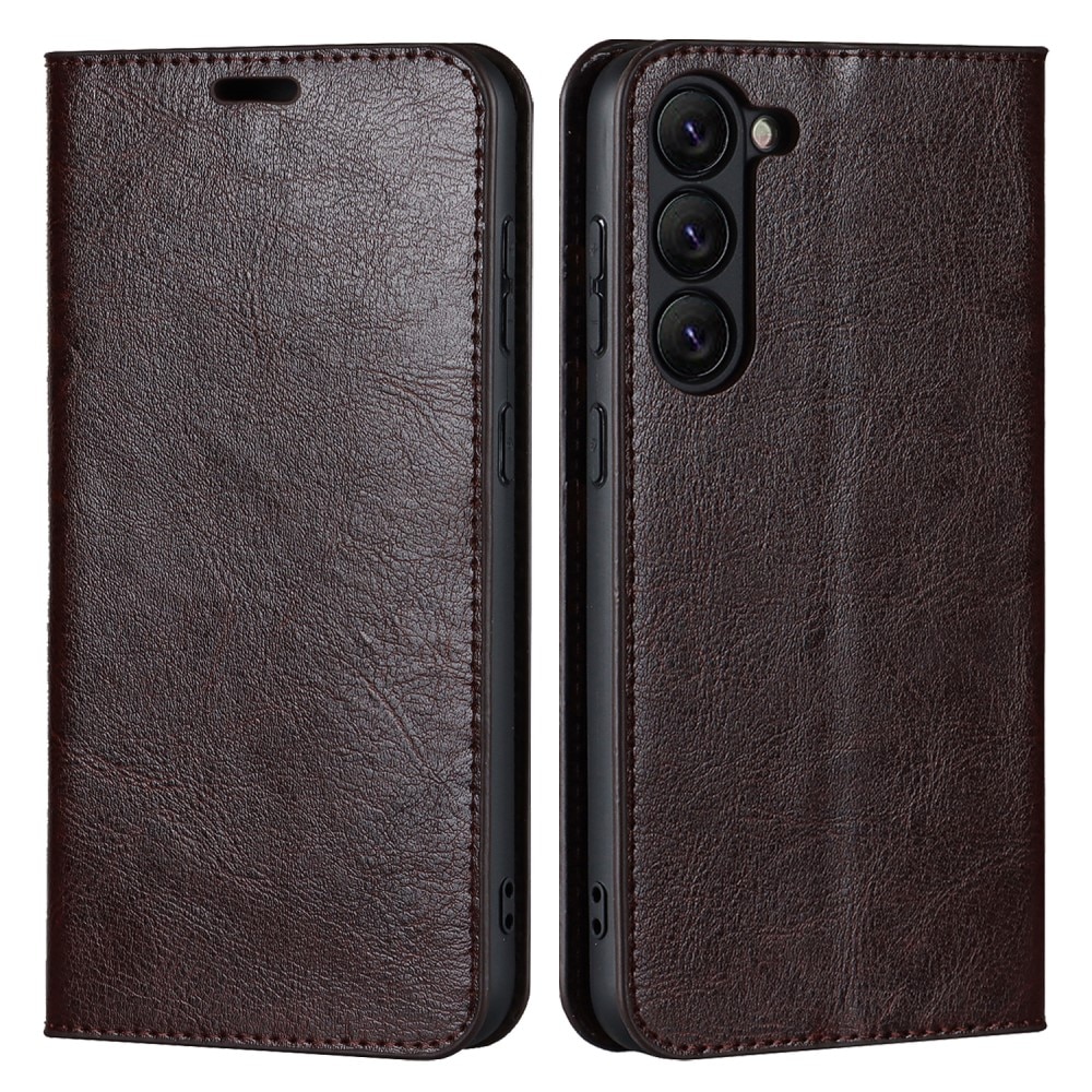 Cover Portafoglio in vera pelle Samsung Galaxy S23 marrone scuro
