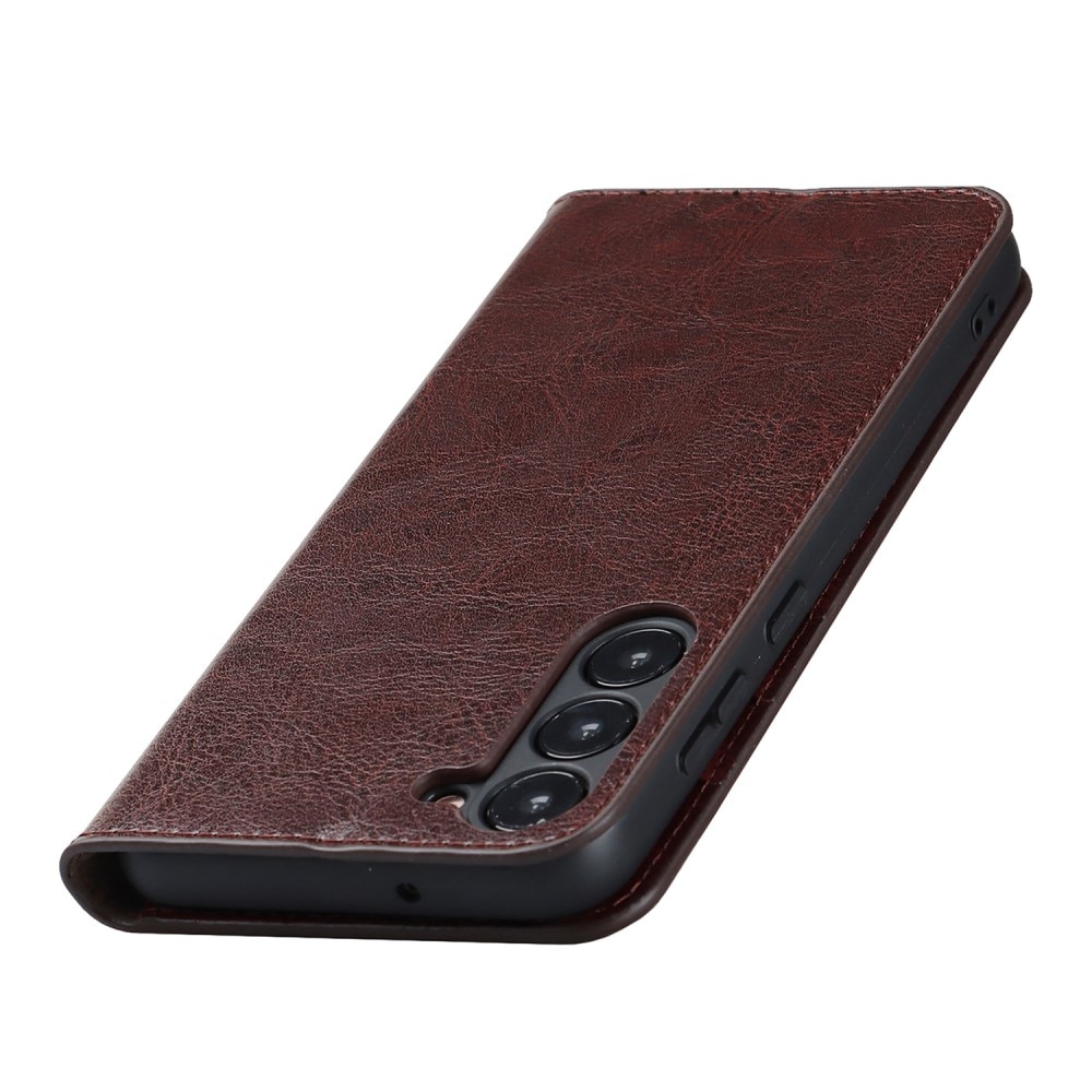Cover Portafoglio in vera pelle Samsung Galaxy S23 marrone scuro