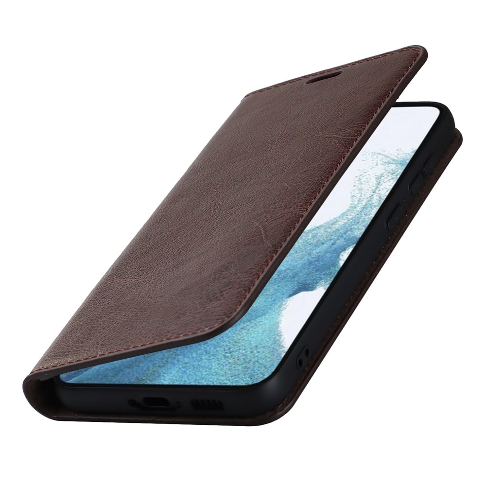 Cover Portafoglio in vera pelle Samsung Galaxy S23 marrone scuro