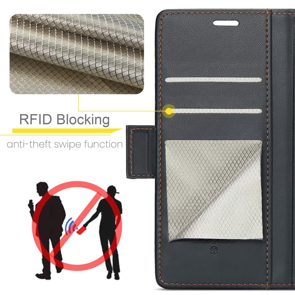 Custodie a portafoglio sottili anti-RFID Google Pixel 8a nero