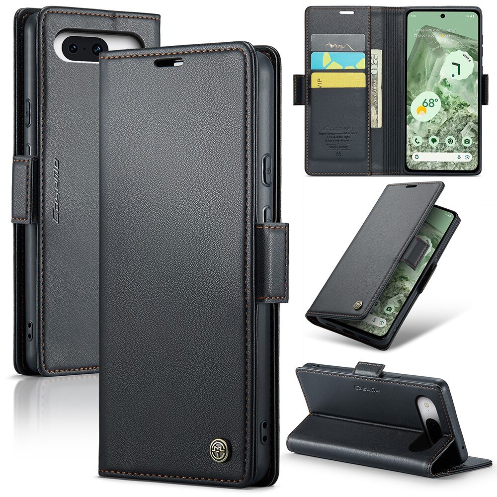 Custodie a portafoglio sottili anti-RFID Google Pixel 8a Nero