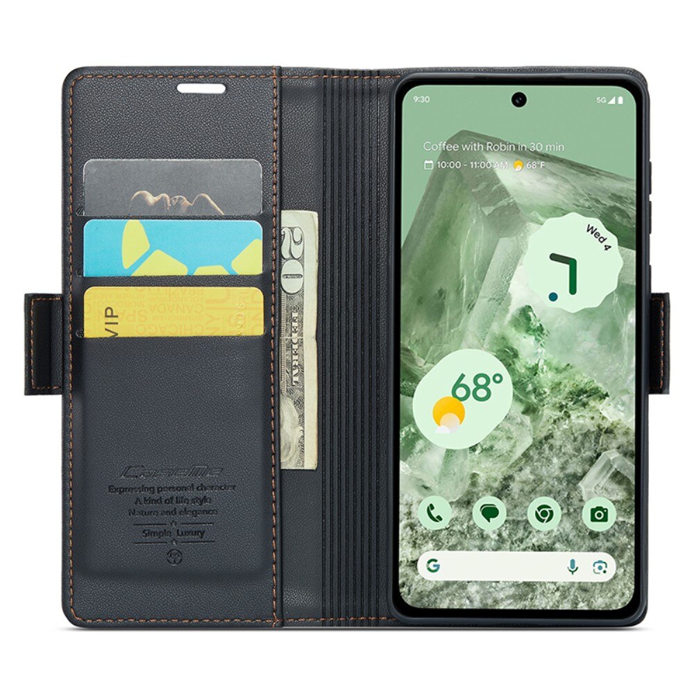 Custodie a portafoglio sottili anti-RFID Google Pixel 8a Nero