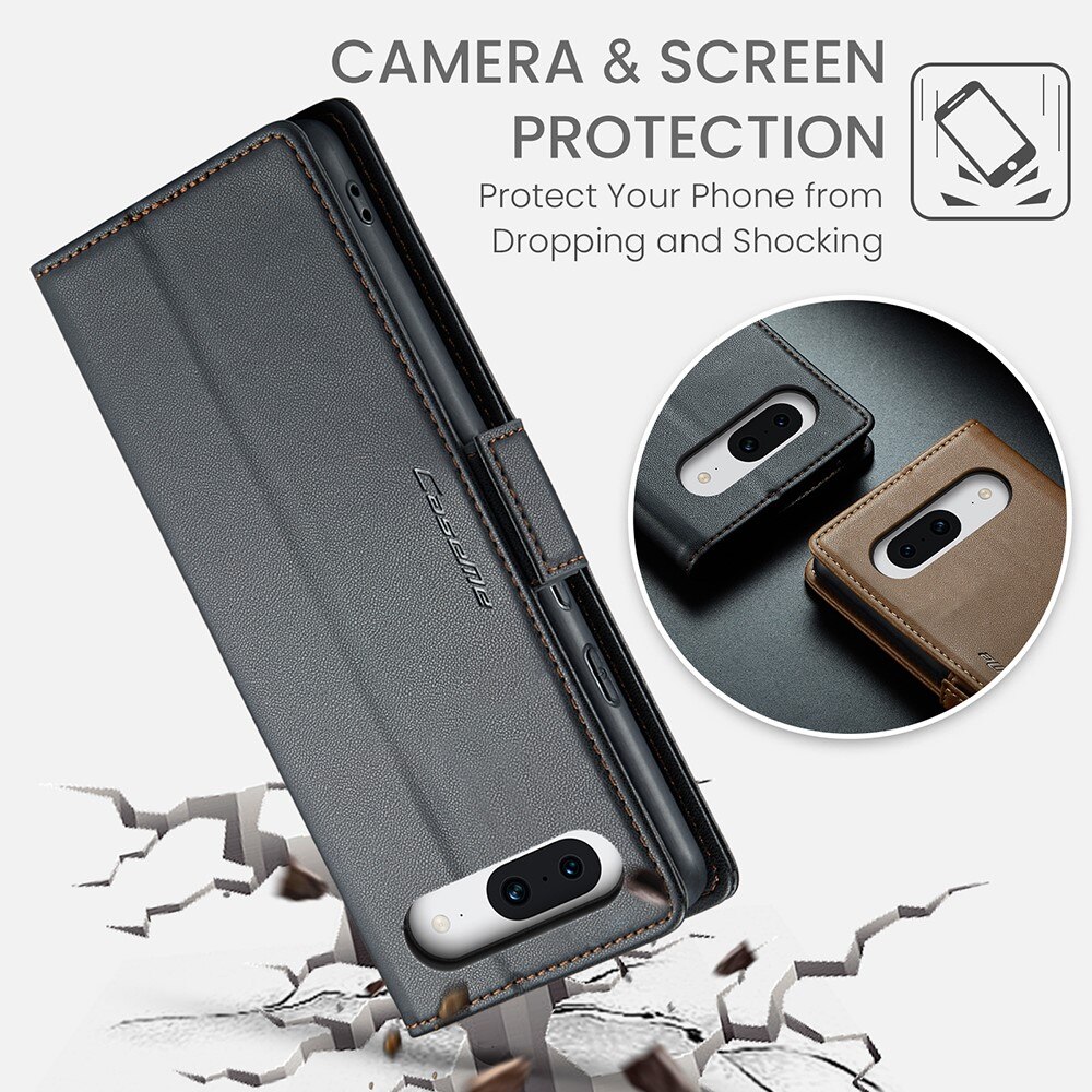 Custodie a portafoglio sottili anti-RFID Google Pixel 8a Nero