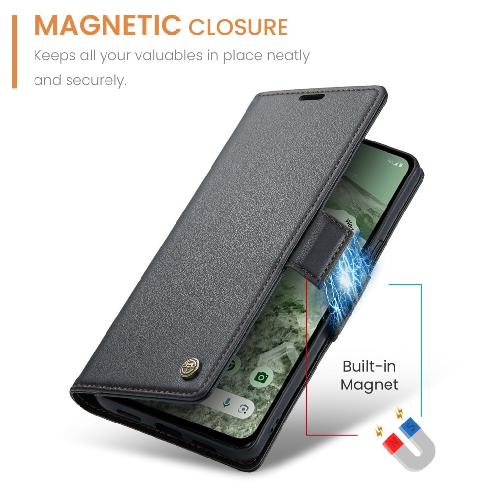Custodie a portafoglio sottili anti-RFID Google Pixel 8a nero