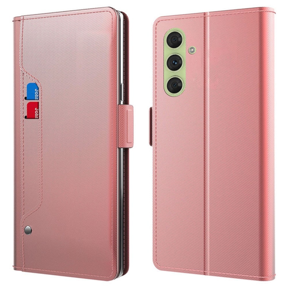 Custodia a portafoglio Specchio Samsung Galaxy S24 Plus rosa dorato
