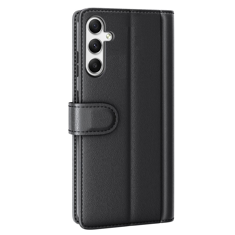 Custodia a portafoglio in vera pelle Samsung Galaxy A35, nero