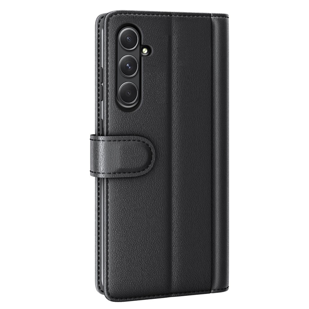 Custodia a portafoglio in vera pelle Samsung Galaxy A55, nero
