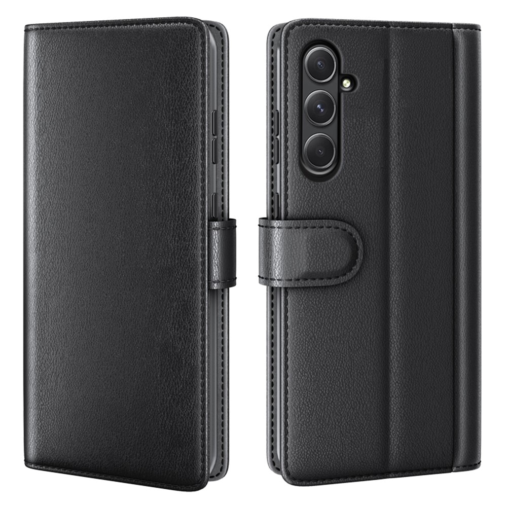 Custodia a portafoglio in vera pelle Samsung Galaxy A55, nero