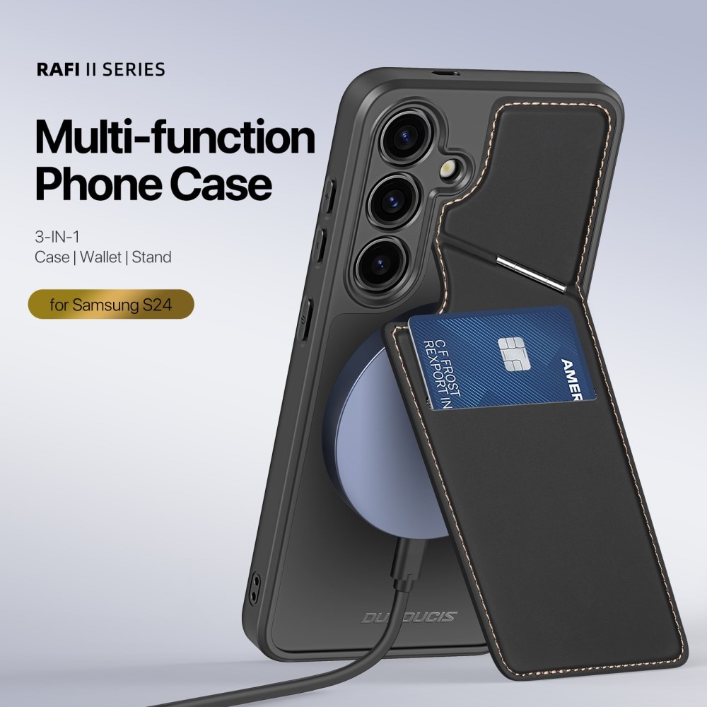 Rafi Series RFID MagSafe Wallet Stand Case Samsung Galaxy S24, nero