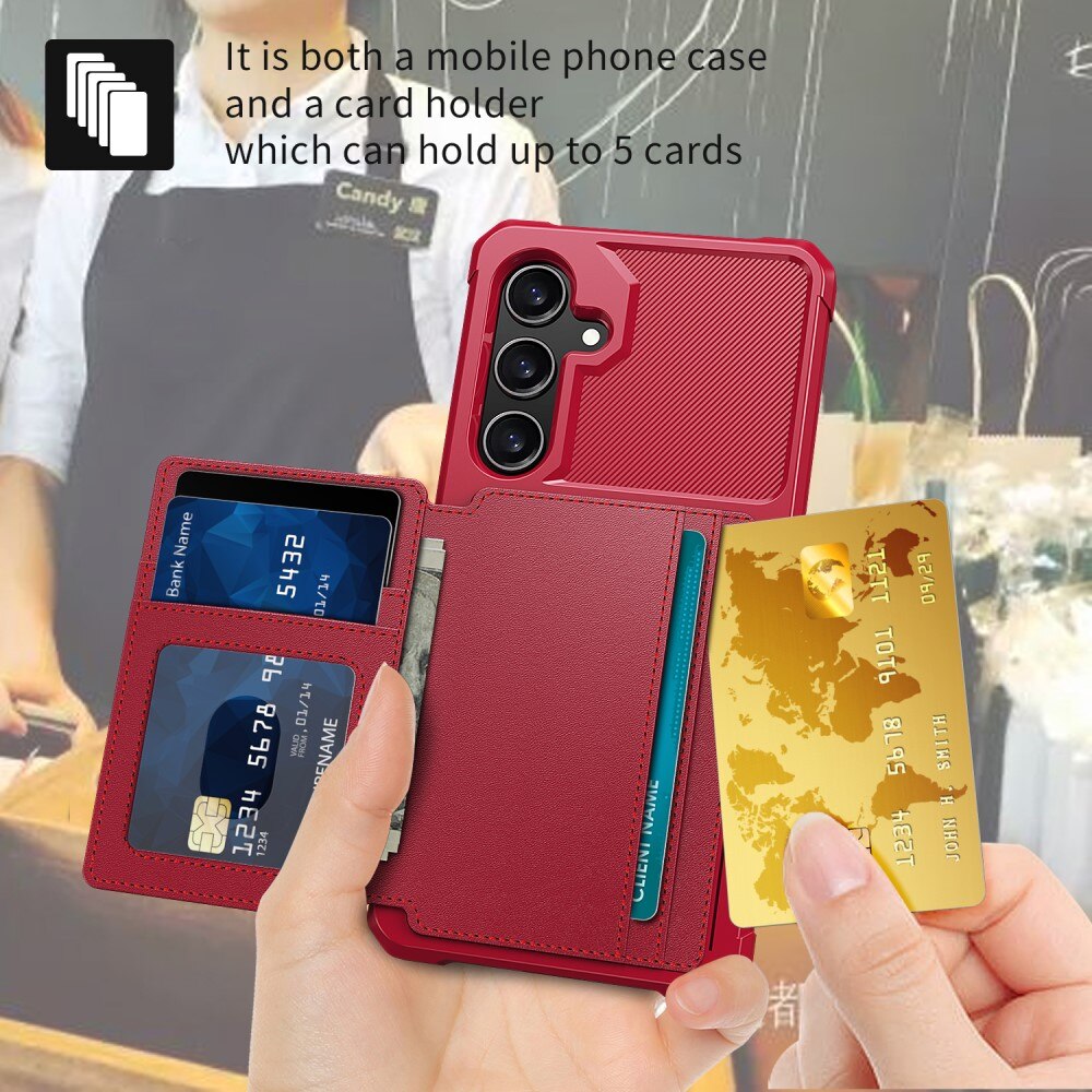 Cover con portacarte Tough Multi-slot Samsung Galaxy S24 Rosso