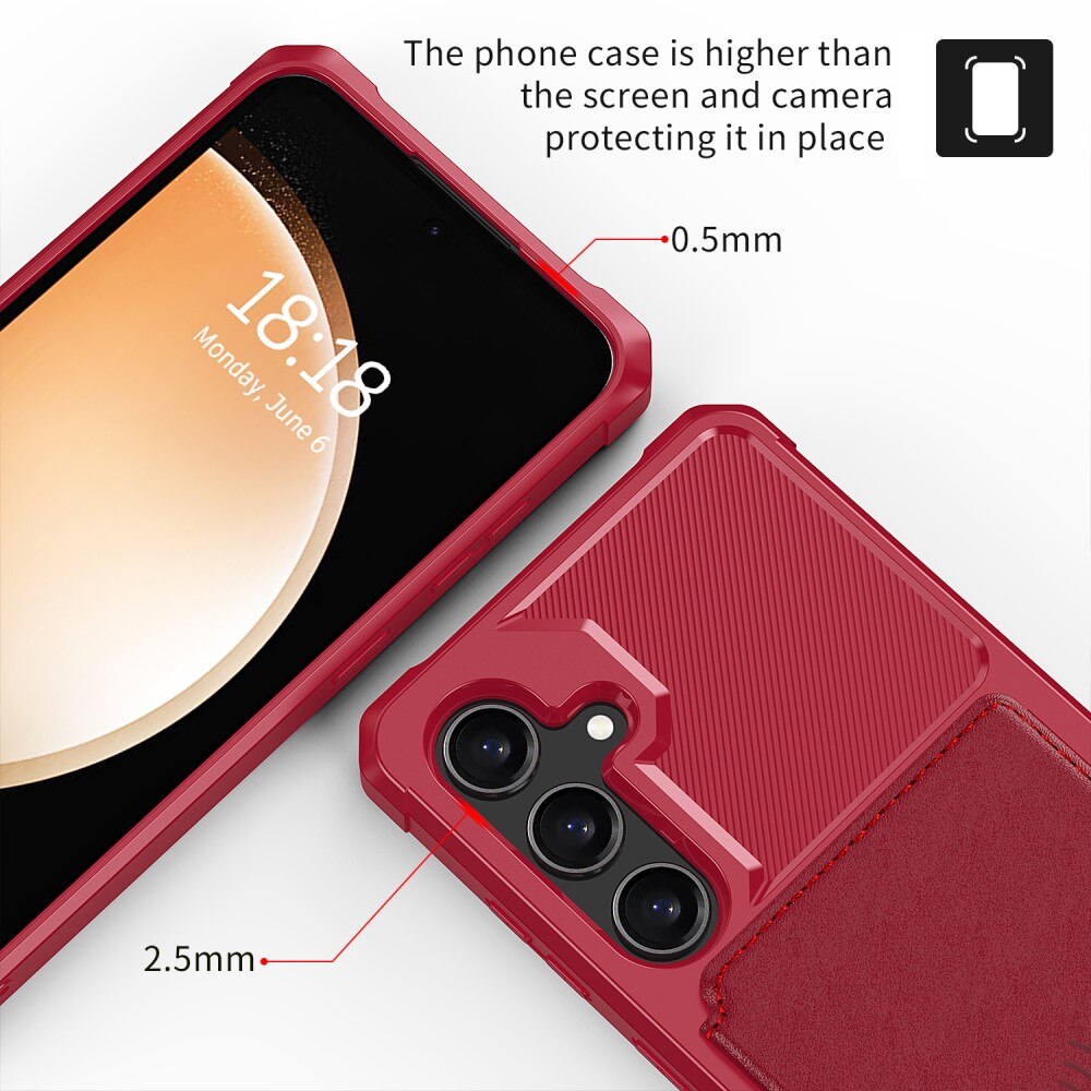 Cover con portacarte Tough Multi-slot Samsung Galaxy S24 Rosso