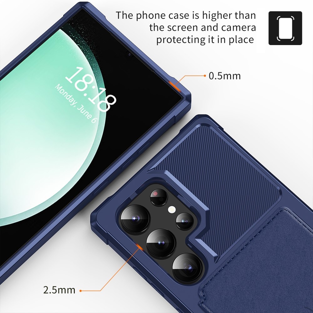 Cover con portacarte Tough Multi-slot Samsung Galaxy S24 Ultra blu