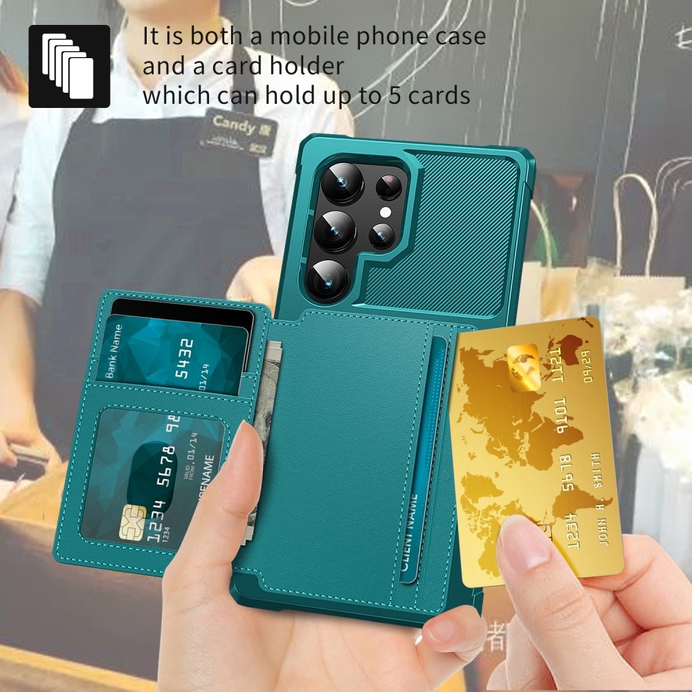 Cover con portacarte Tough Multi-slot Samsung Galaxy S24 Ultra verde