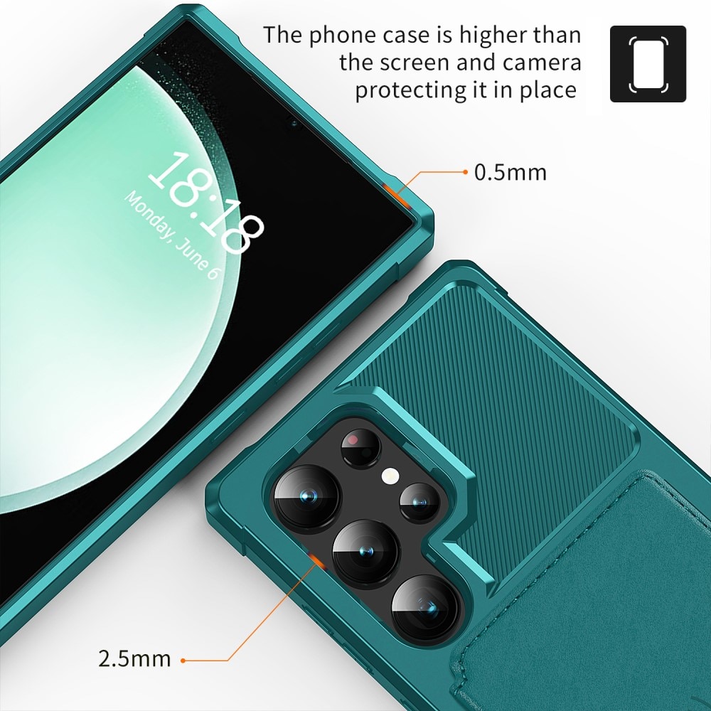Cover con portacarte Tough Multi-slot Samsung Galaxy S24 Ultra verde