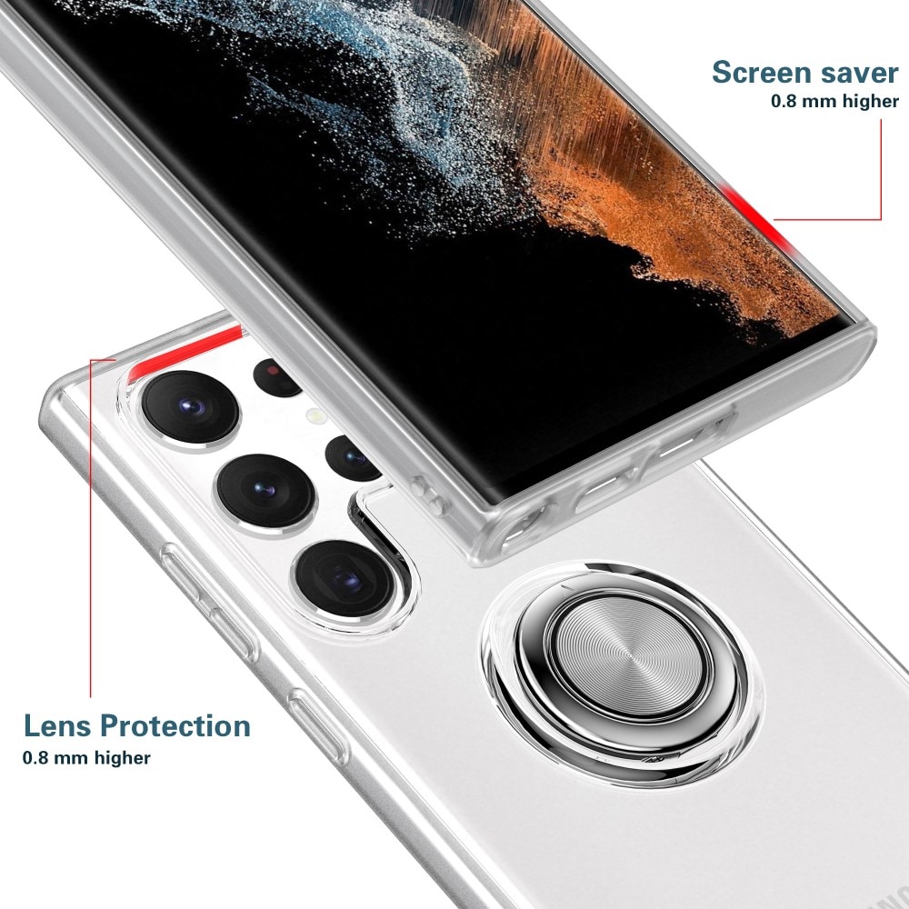 Cover Finger Ring Kickstand Samsung Galaxy S24 Ultra trasparente