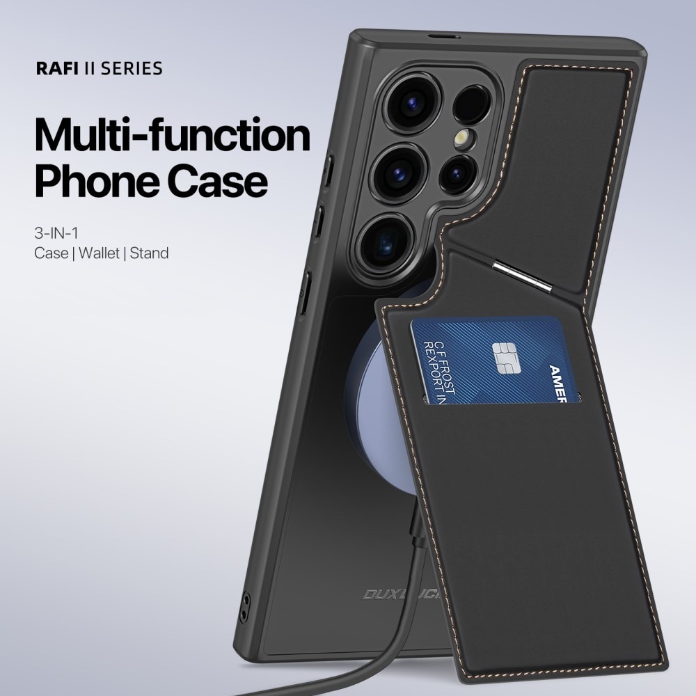 Rafi Series RFID MagSafe Wallet Stand Case Samsung Galaxy S24 Ultra, nero