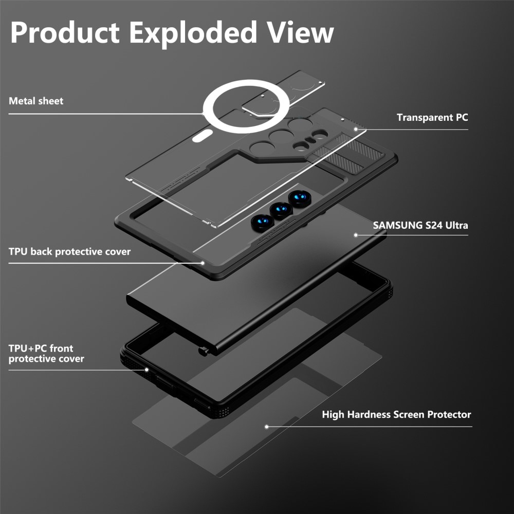 Cover ibrida impermeabile MagSafe Samsung Galaxy S24 Ultra trasparente