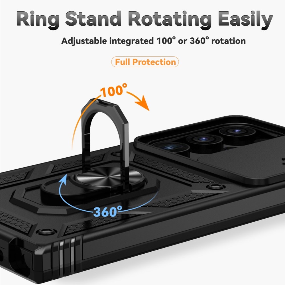 Cover ibride con anello e protezione fotocamera Samsung Galaxy S24 Ultra nero