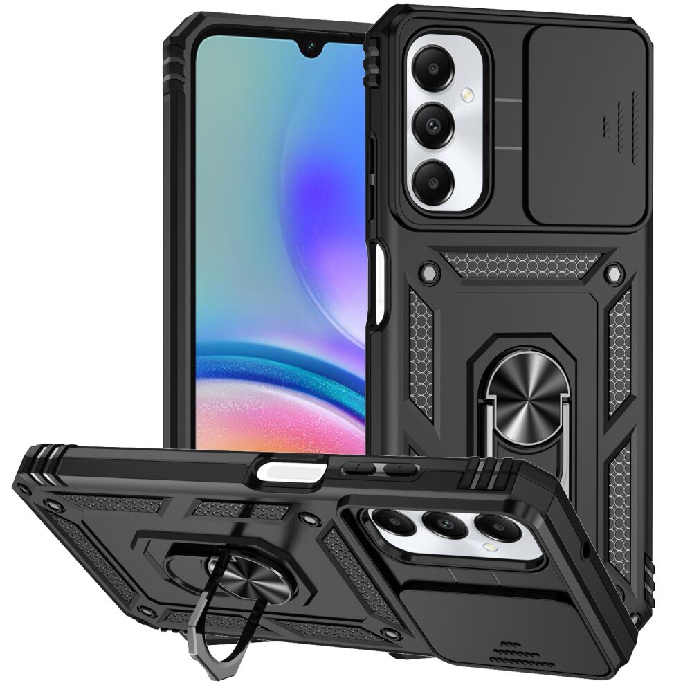 Cover ibride con anello e protezione fotocamera Samsung Galaxy A05s nero