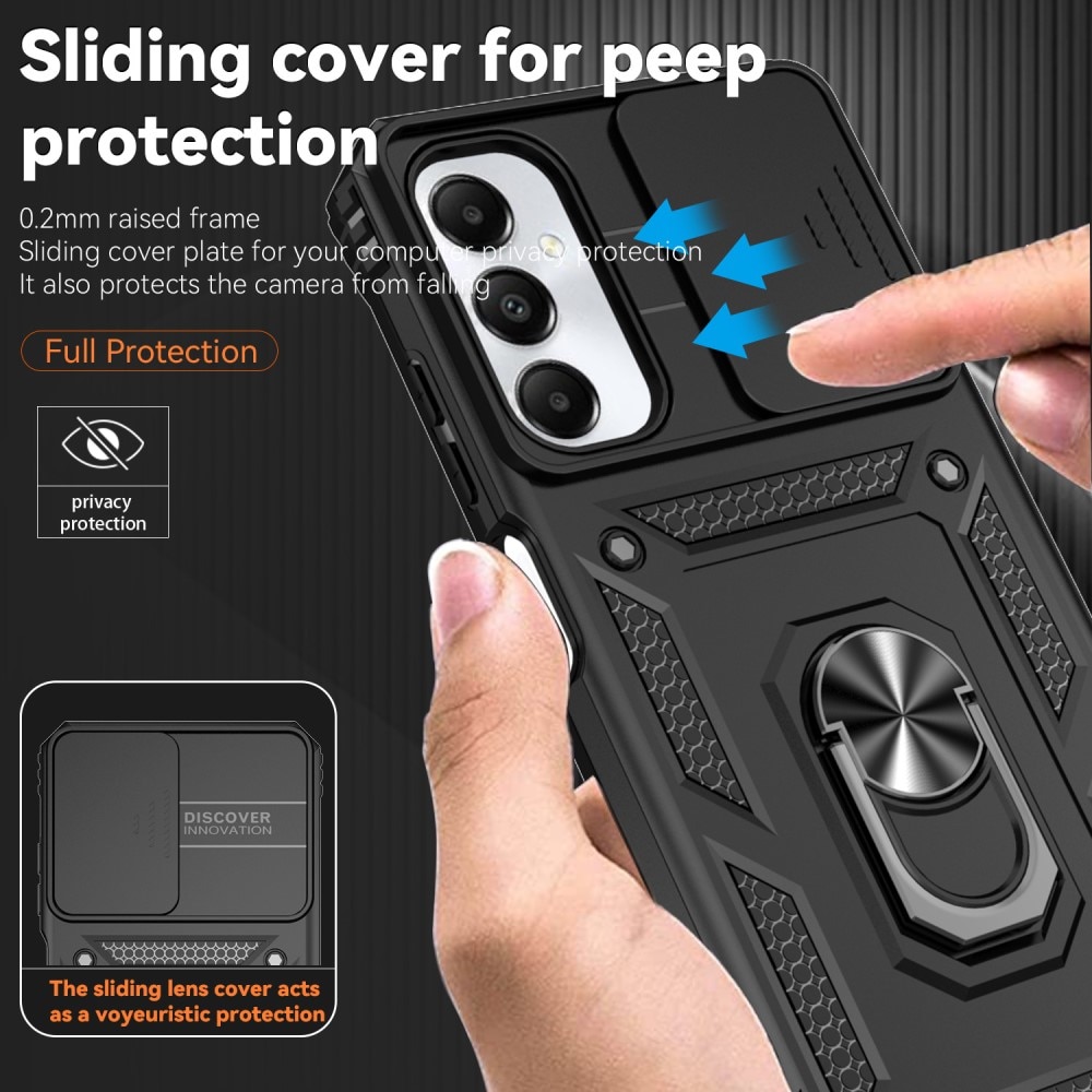 Cover ibride con anello e protezione fotocamera Samsung Galaxy A05s nero