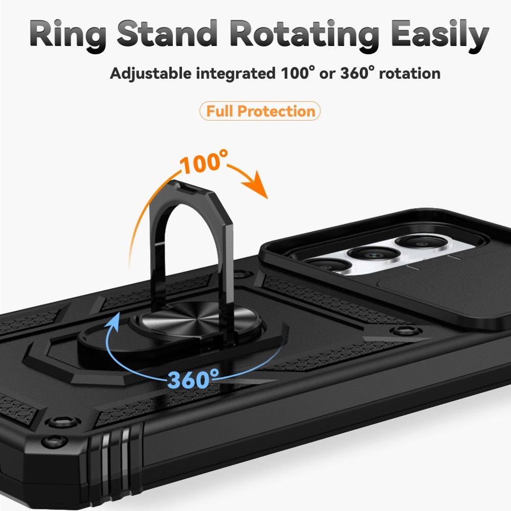 Cover ibride con anello e protezione fotocamera Samsung Galaxy A05s nero