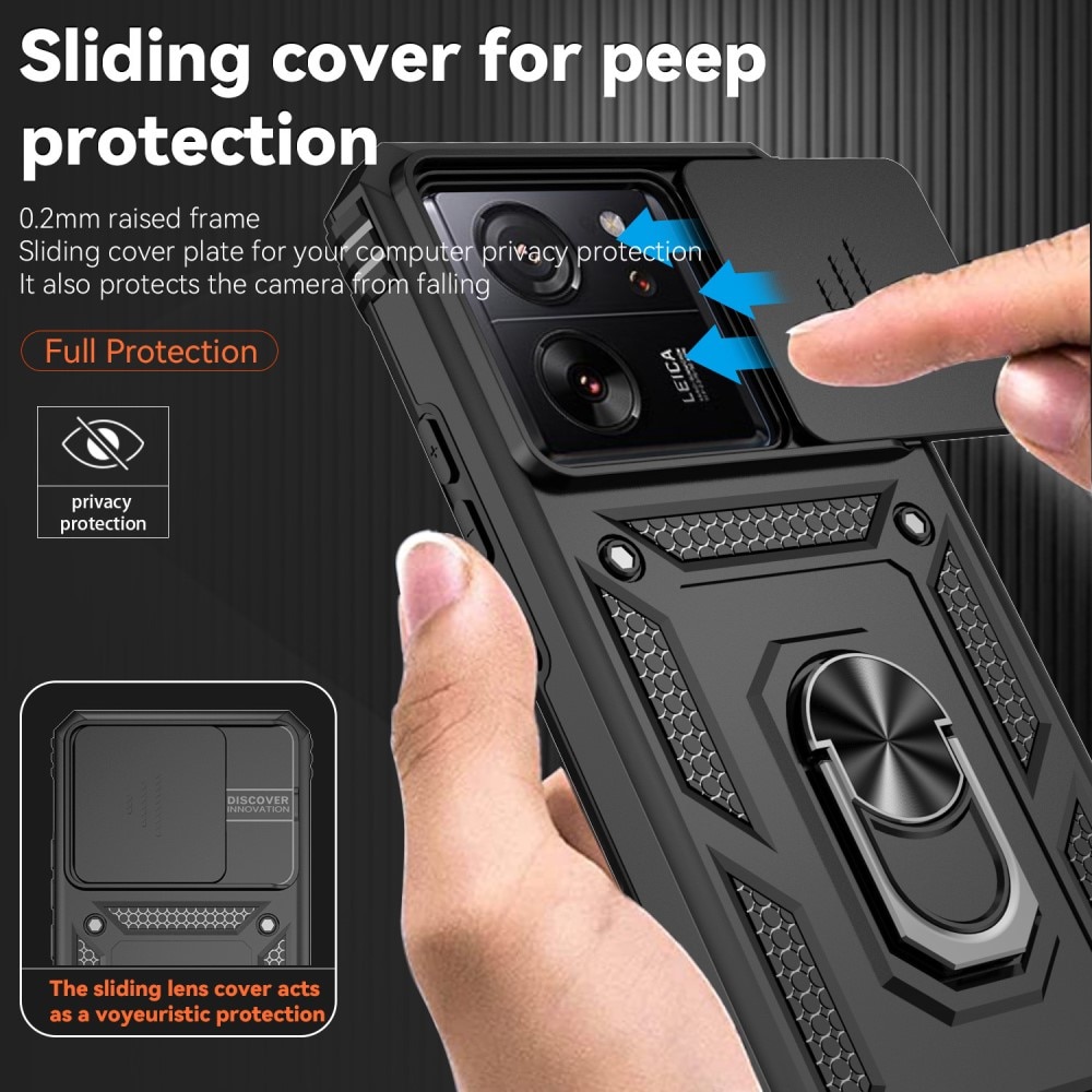 Cover ibride con anello e protezione fotocamera Xiaomi 13T Pro nero
