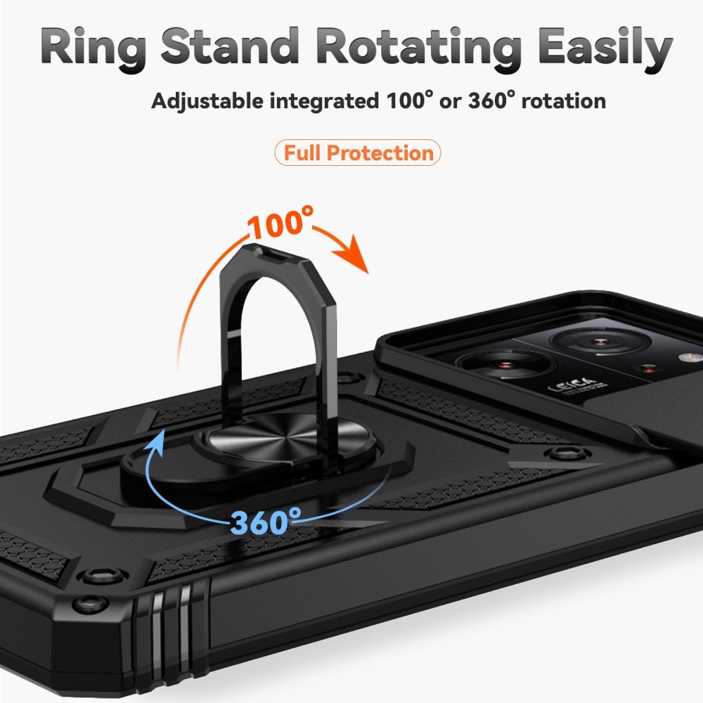 Cover ibride con anello e protezione fotocamera Xiaomi 13T Pro nero