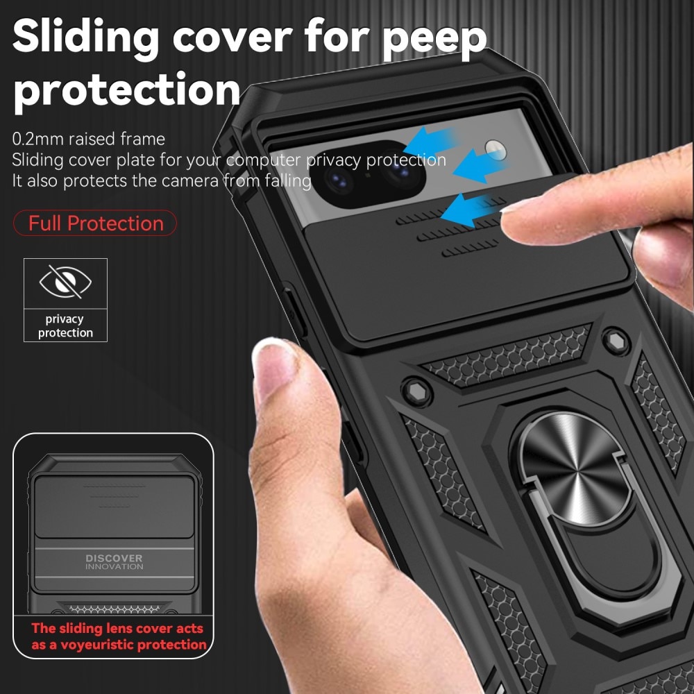 Cover ibride con anello e protezione fotocamera Google Pixel 8a nero
