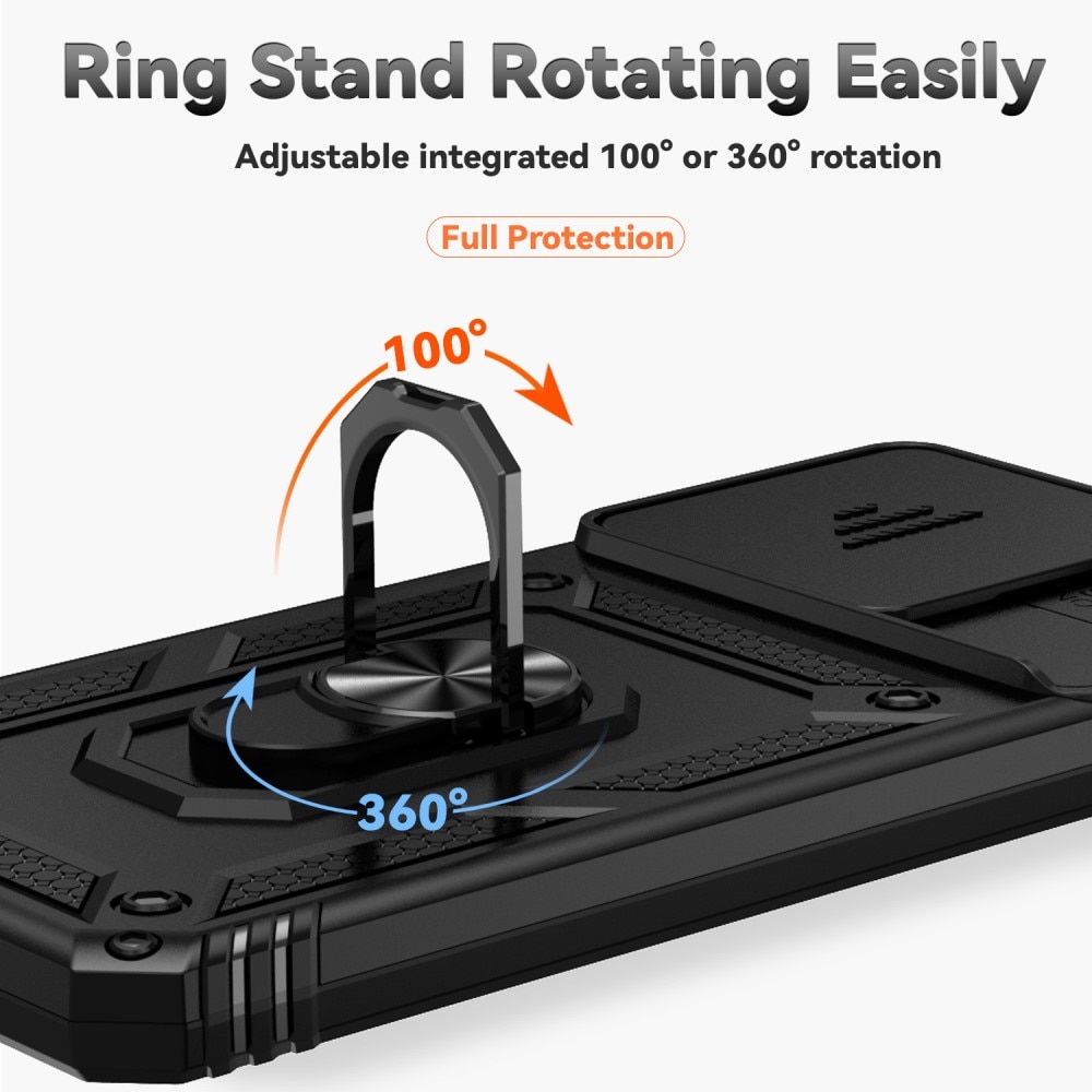 Cover ibride con anello e protezione fotocamera Xiaomi Redmi 13C nero