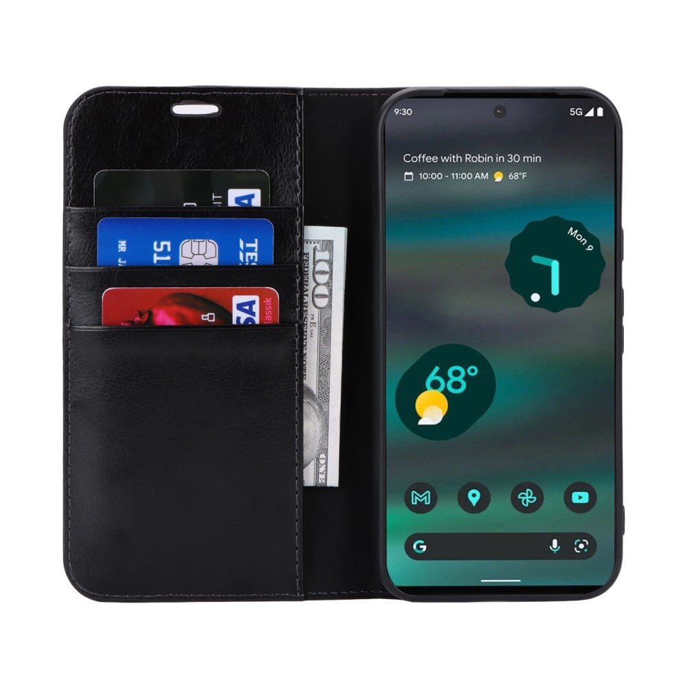 Cover Portafoglio in vera pelle Google Pixel 8a nero