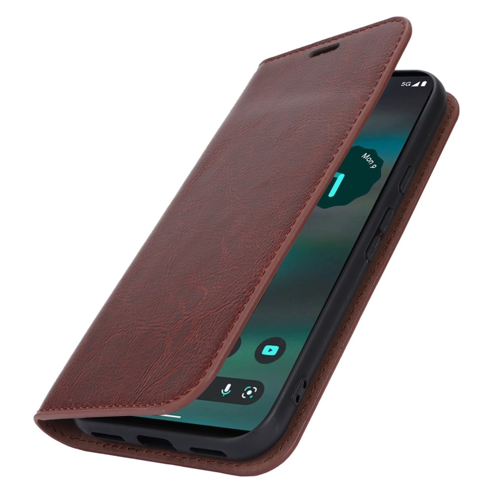 Cover Portafoglio in vera pelle Google Pixel 8a marrone scuro