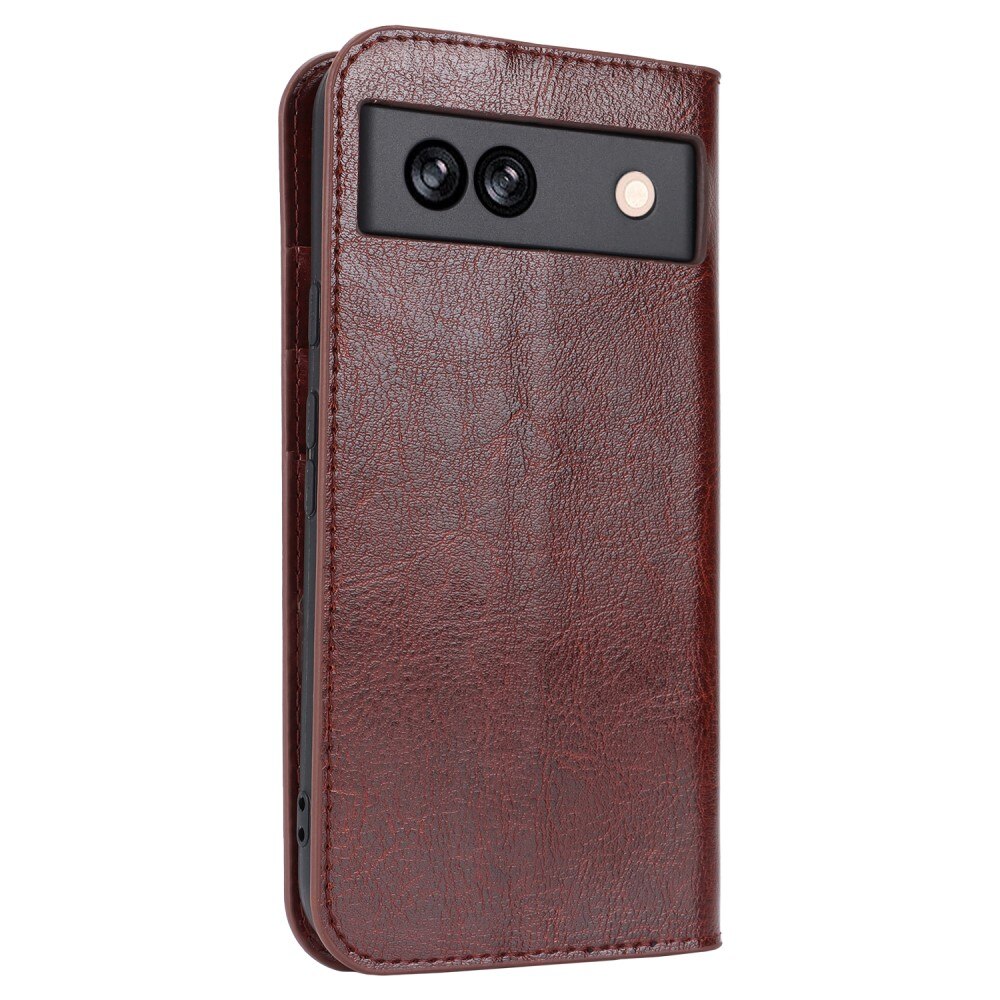 Cover Portafoglio in vera pelle Google Pixel 8a marrone scuro