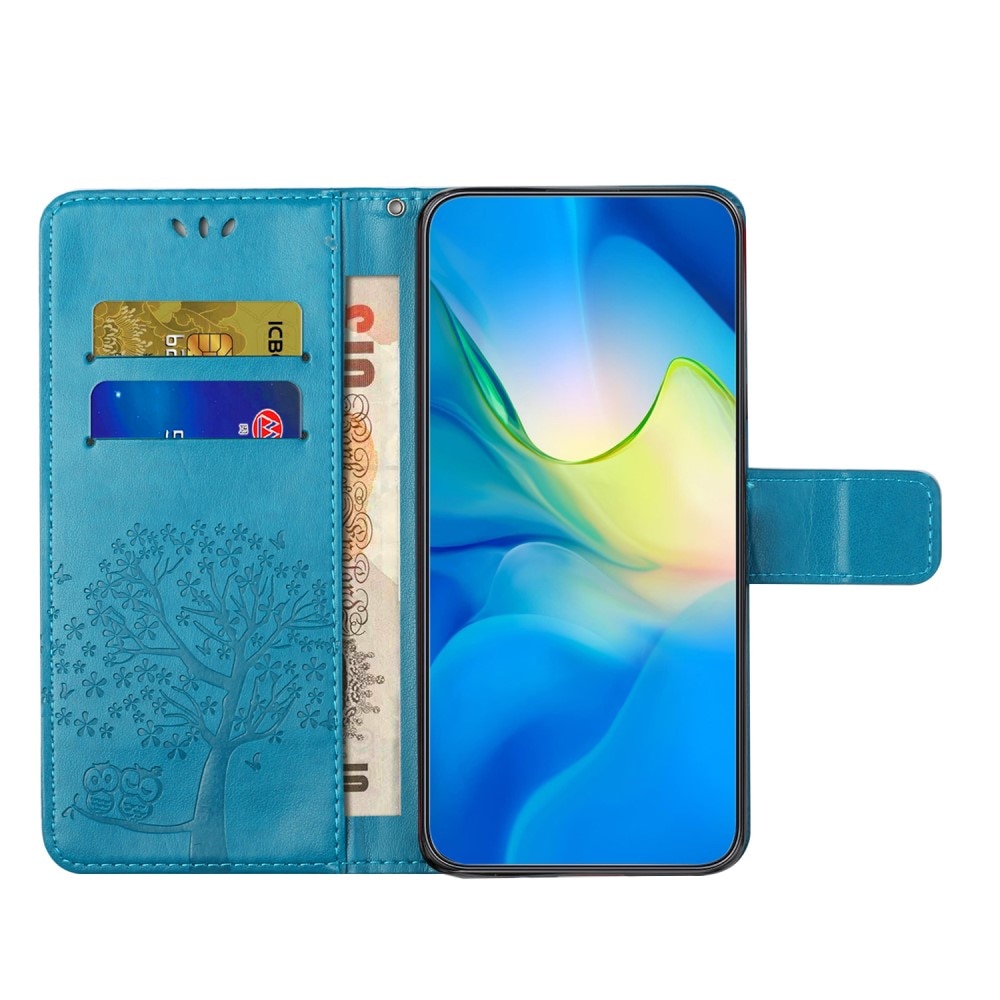 Custodia in pelle a farfalle per Xiaomi Redmi Note 13 4G, blu