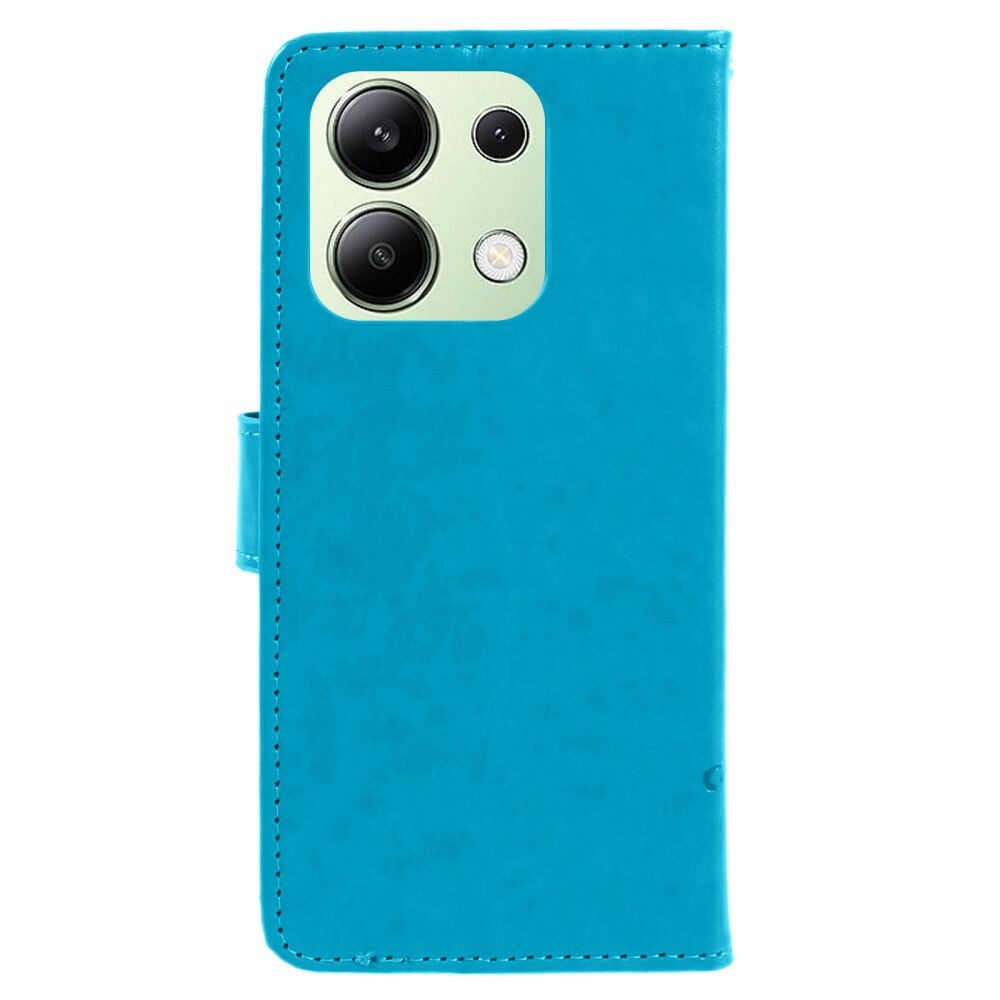 Custodia in pelle a farfalle per Xiaomi Redmi Note 13 4G, blu