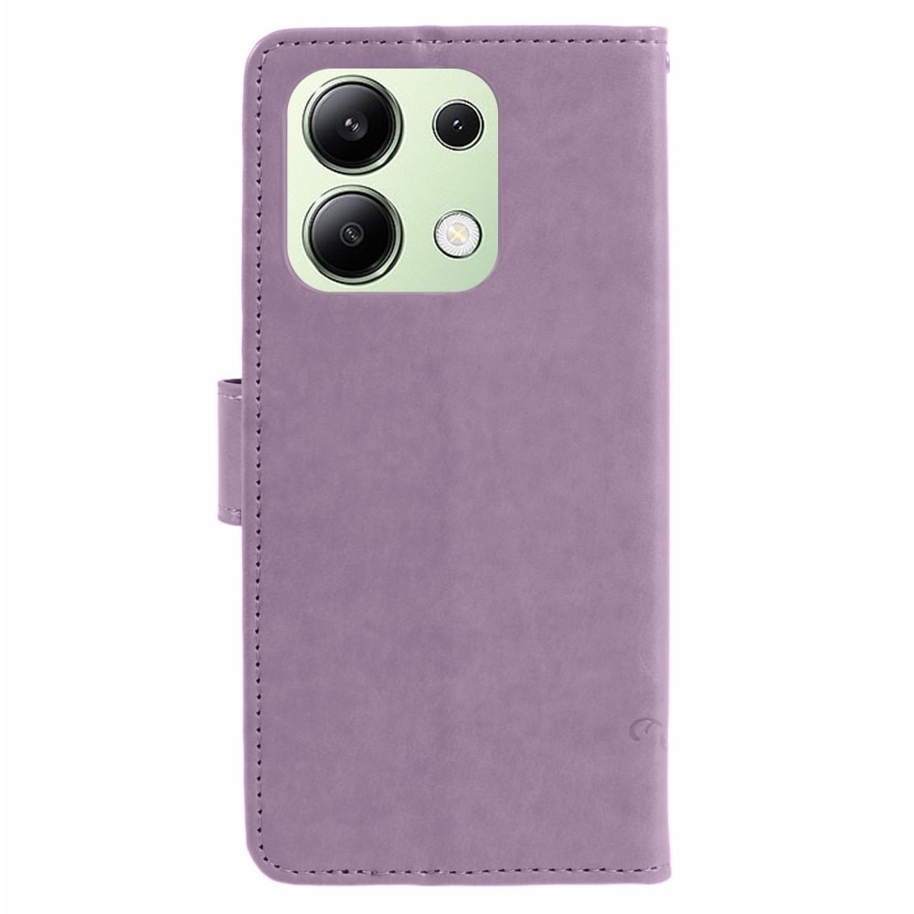 Custodia in pelle a farfalle per Xiaomi Redmi Note 13 4G, viola