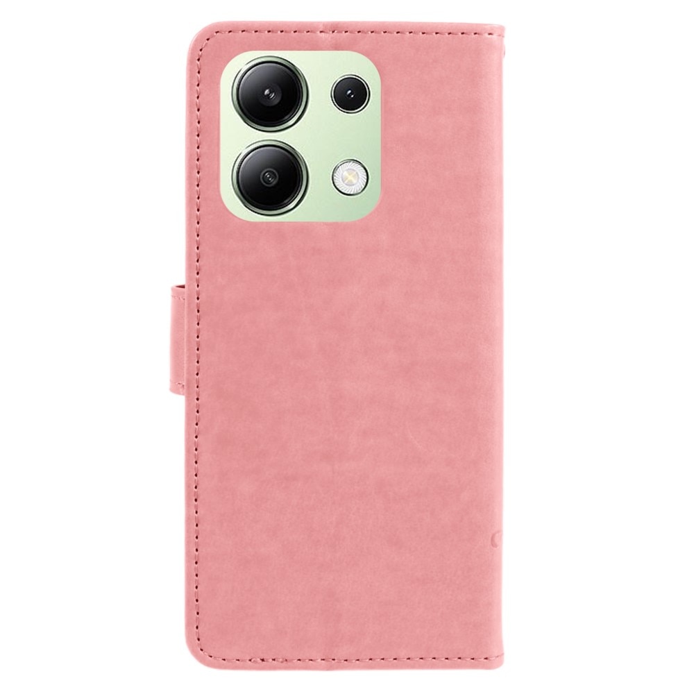 Custodia in pelle a farfalle per Xiaomi Redmi Note 13 4G, rosa