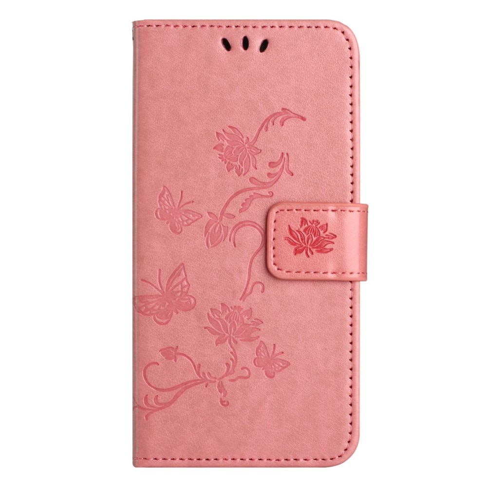 Custodia in pelle a farfalle per Xiaomi Redmi Note 13 4G, rosa